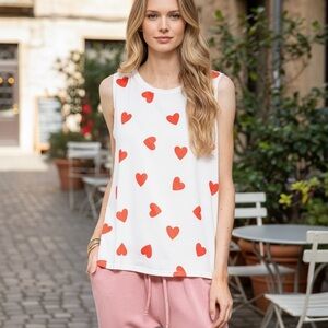 Heart Print Sleeveless Top